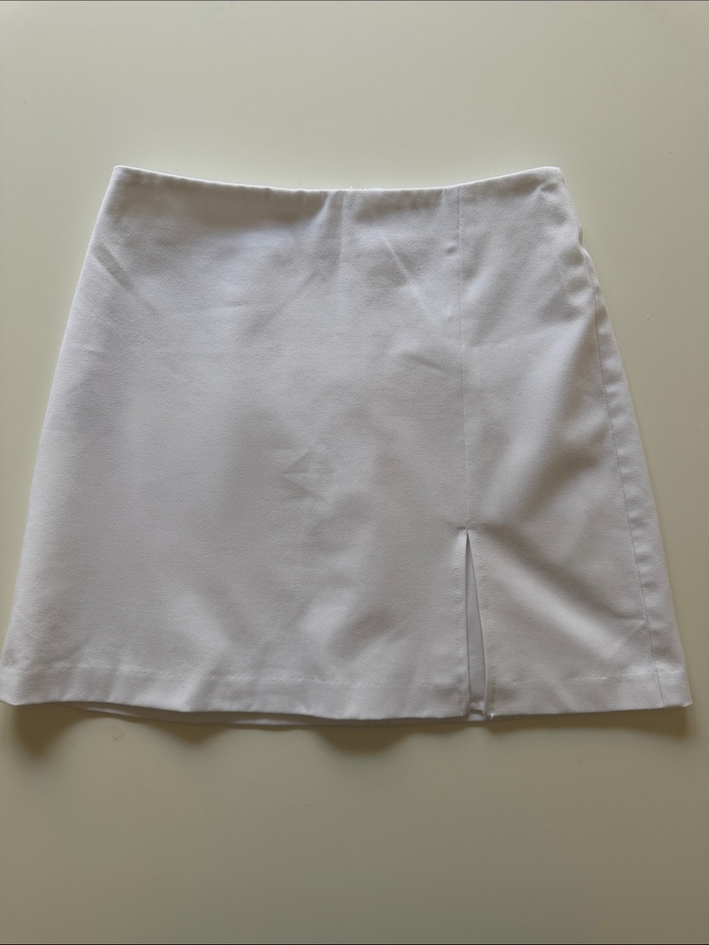 Sunday Best White Mini Skirt with Center Front Slit